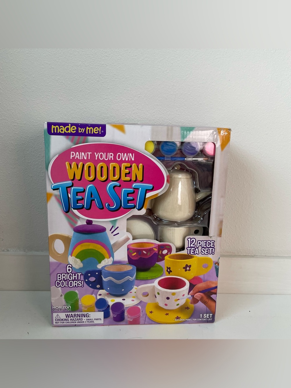 New Paint Your Own Wooden Tea Set 12 Pieces with set of 6 color